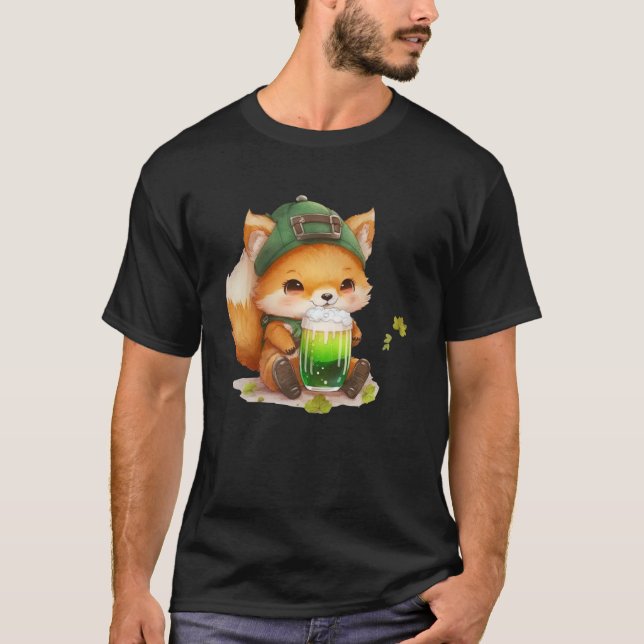 Niedlich Fox Lieben Beer St Patrick s Day Fox T-Shirt (Vorderseite)