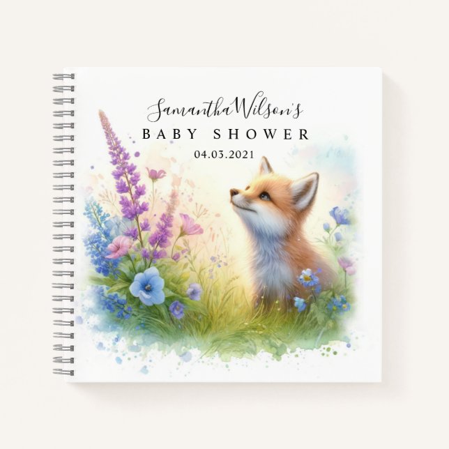 Niedlich Fox mit Butterfly Baby Showbook Notizbuch (Vorderseite)