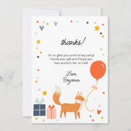 Niedlich Fox Modern Children's Party Vielen Dank Dankeskarte