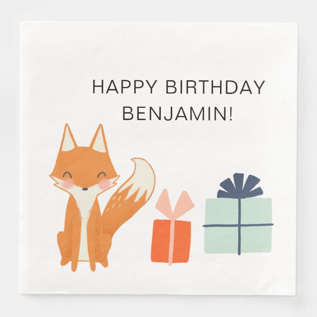 Niedlich Fox Modernes KinderParty Serviette (Vorderseite)