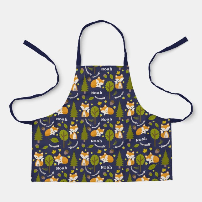 Niedlich Fox Pattern Kids Schürze (Vorderseite)