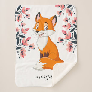 Niedlich Fox Pink Blume Kindername oder Ihre Nachr Sherpadecke