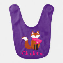 Niedlich Fox Pink Scarf Lila Personalisiert Baby B