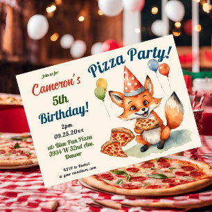 Niedlich Fox Pizza Party Geburtstag Einladung