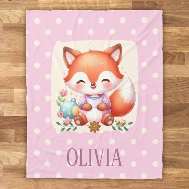 Niedlich Fox Polka Dot Elegant Personalisiert Fleecedecke (Von Creator hochgeladen)