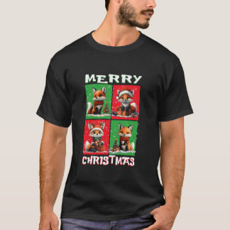 Niedlich Fox Santa Animals Lover Frohe Weihnachtsb T-Shirt