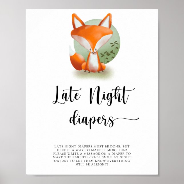 Niedlich Fox \ Spate night diaper game Poster (Vorne)
