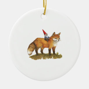 Niedlich Fox und sein Freund Gnome Keramik Ornament