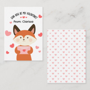 Niedlich Fox Valentinstag Card Kinder mit Herz Mitteilungskarte