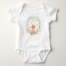 Niedlich Fox Vintag Florals Grünpflanzen Foliage B Baby Strampler