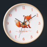 Niedlich Fox Wasserfarbe Rote Schrift Name des Kid Uhr<br><div class="desc">Für ein Kinderzimmer. In der Mitte befindet sich ein niedlicher roter Fuchs. Unter der Abbildung wird der Name des Kindes in einem roten Skript geschrieben. Das Tier wird mit DALL-E 2 von OpenAI erzeugt. Ich habe das Recht, meine Generationen für jeden rechtlichen Zweck, auch für kommerzielle Zwecke, zu nutzen und...</div>