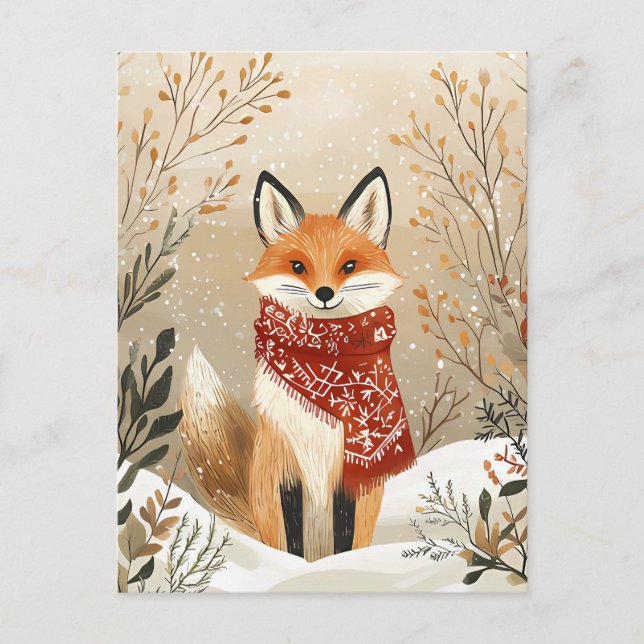 Niedlich Fox Weihnachtsgrüße Postkarte (Vorderseite)
