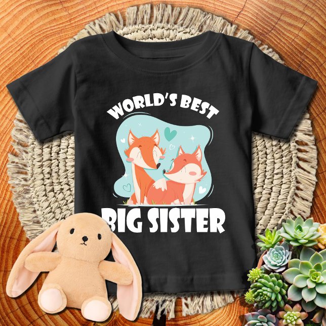 Niedlich Fox 🦊 Weltbesten Big Sister | WHTXT Baby T-shirt (Von Creator hochgeladen)