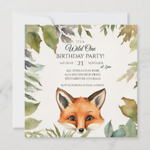 Niedlich Fox Wild One 1. Geburtstag Party Einladung