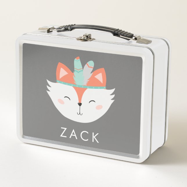 Niedlich Fox Woodland Boho Forest Critters Arrows Metall Brotdose (Vorderseite)