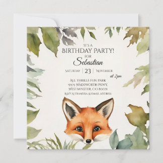 Niedlich Fox Woodland Geburtstagsparty Einladung