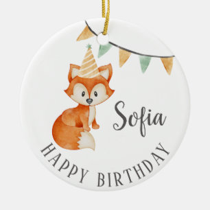 Niedlich Fox Woodland Party Happy Birthday Keramik Ornament