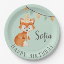 Niedlich Fox Woodland Party Happy Birthday Mint