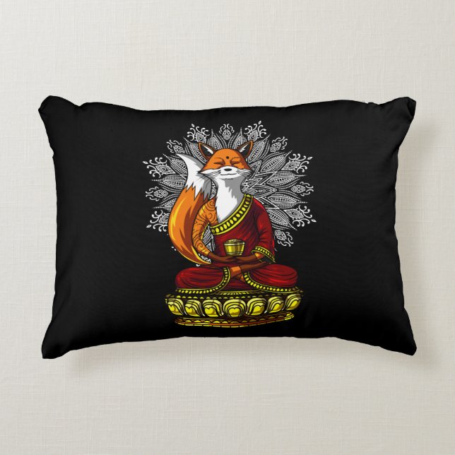 Niedlich Fox Yoga Zen Meditation Buddha Tier Dekokissen (Vorderseite)