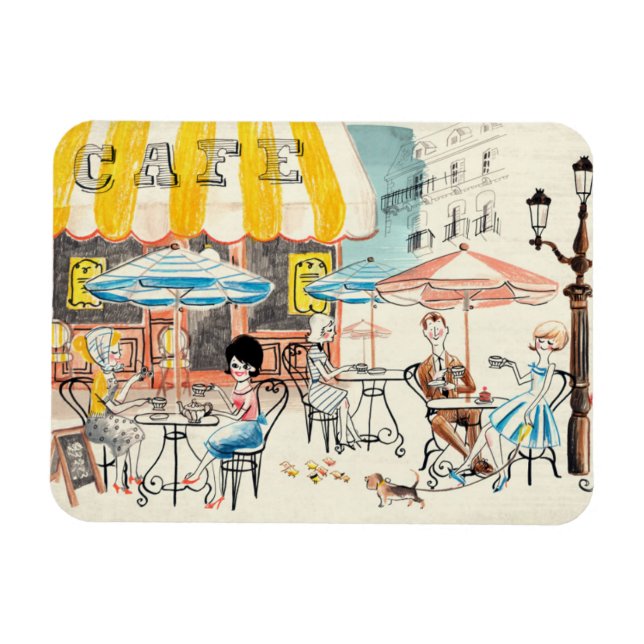 Niedlich France Café Scene Sketch Magnet (Horizontal)