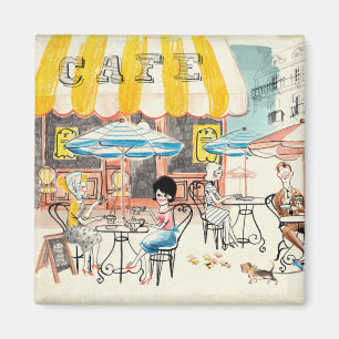 Niedlich France Café Scene Sketch Magnet