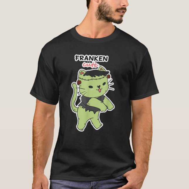 Niedlich Frankenstein Cat Funny Zombie Kitten T-Shirt (Vorderseite)