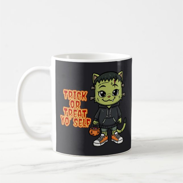 Niedlich Frankenstein Cat Monster - Kawaii Spooky  Kaffeetasse (Links)
