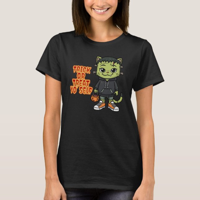 Niedlich Frankenstein Cat Monster - Kawaii Spooky  T-Shirt (Vorderseite)