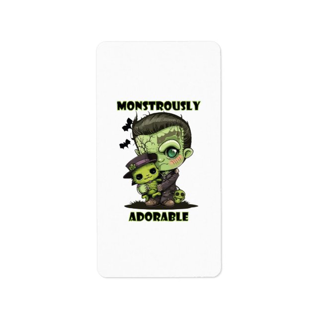 Niedlich Frankenstein Monster mit Plushie Adressaufkleber (Vorne)