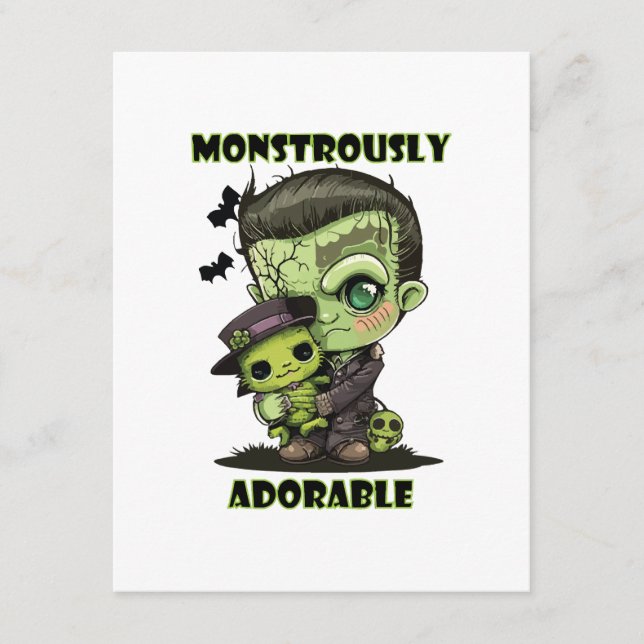 Niedlich Frankenstein Monster mit Plushie Begleitkarte (Vorderseite)