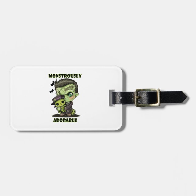 Niedlich Frankenstein Monster mit Plushie Gepäckanhänger (Vorderseite horizontal)