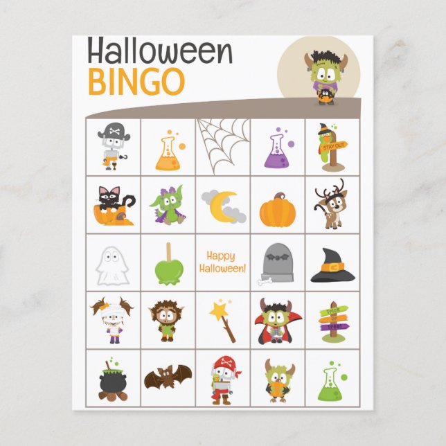 Niedlich Frankenstein & Spider Halloween BINGO Boa (Vorderseite)