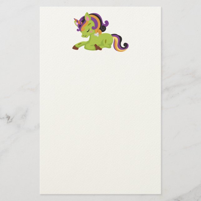 Niedlich Frankenstein Unicorn Halloween Briefpapier (Vorderseite)