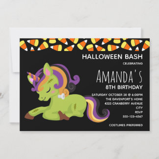Niedlich Frankenstein Unicorn Halloween Einladung