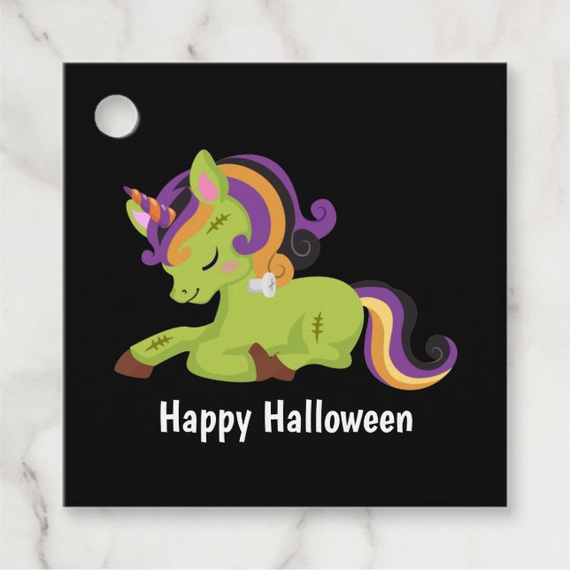 Niedlich Frankenstein Unicorn Halloween Geschenkanhänger (Vorderseite)