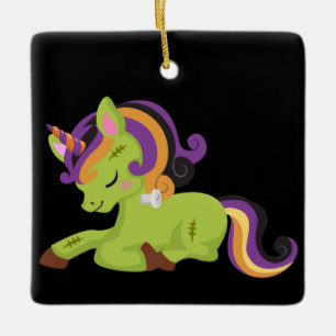 Niedlich Frankenstein Unicorn Halloween Keramikornament