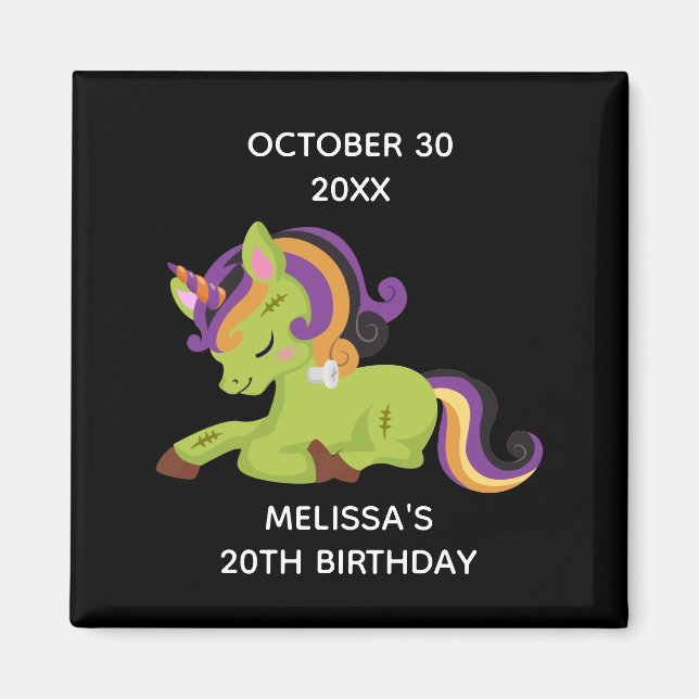 Niedlich Frankenstein Unicorn Halloween Magnet (Vorne)
