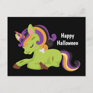 Niedlich Frankenstein Unicorn Halloween Postkarte