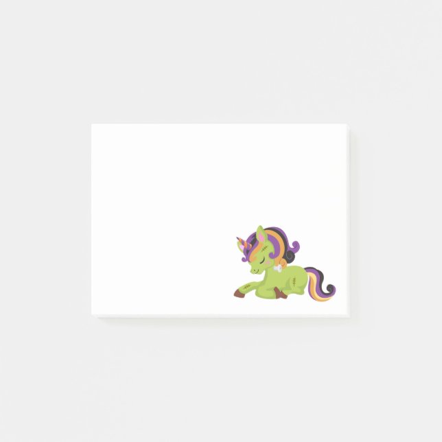 Niedlich Frankenstein Unicorn Halloween Zeichnend Post-it Klebezettel (Vorderseite)