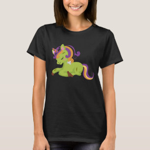 Niedlich Frankenstein Unicorn Halloween Zeichnend T-Shirt