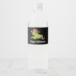 Niedlich Frankenstein Unicorn Happy Halloween Wasserflaschenetikett
