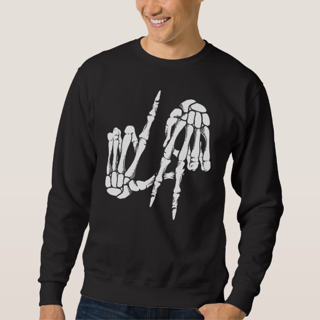 Niedlich Freaky Los Angeles Hand Skeleton LA Sweatshirt (Vorderseite)