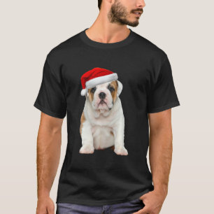 Niedlich French Bulldog Puppy Weihnachtsmannmütze  T-Shirt