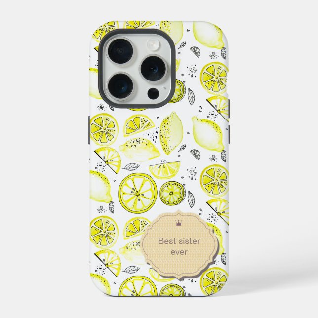 Niedlich Fresh Lemon Citrus Doodle Yellow Bester S iPhone Hülle (Rückseite)