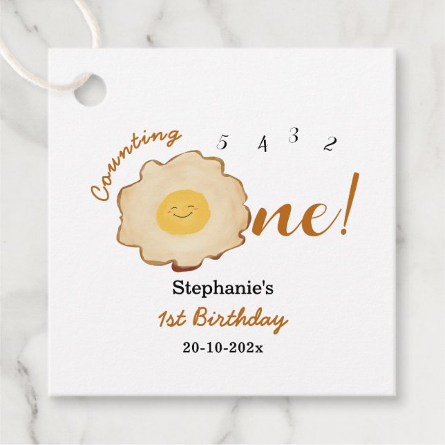 Niedlich Fried Egg 1. Geburtstag Vorzugstriche Geschenkanhänger (Vorderseite)