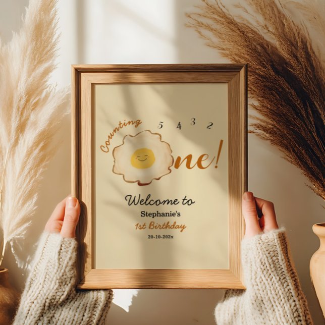 Niedlich Fried Ei 1. Geburtstag Begrüßungszeichen Poster (Von Creator hochgeladen)