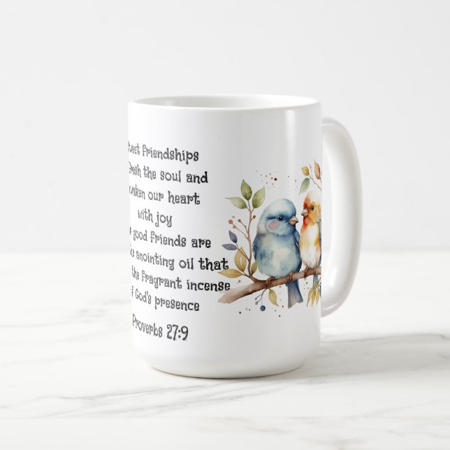 Niedlich Friend Birds Sprichwort Freundschaftsange Kaffeetasse (VorderseiteRechts)