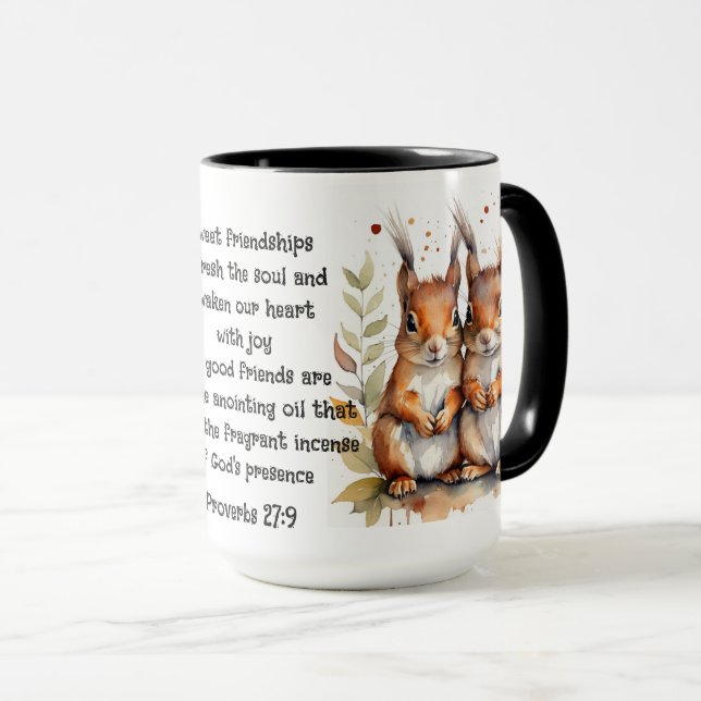 Niedlich Friend Squirrels Sprichwort Freundschafts Tasse (VorderseiteRechts)