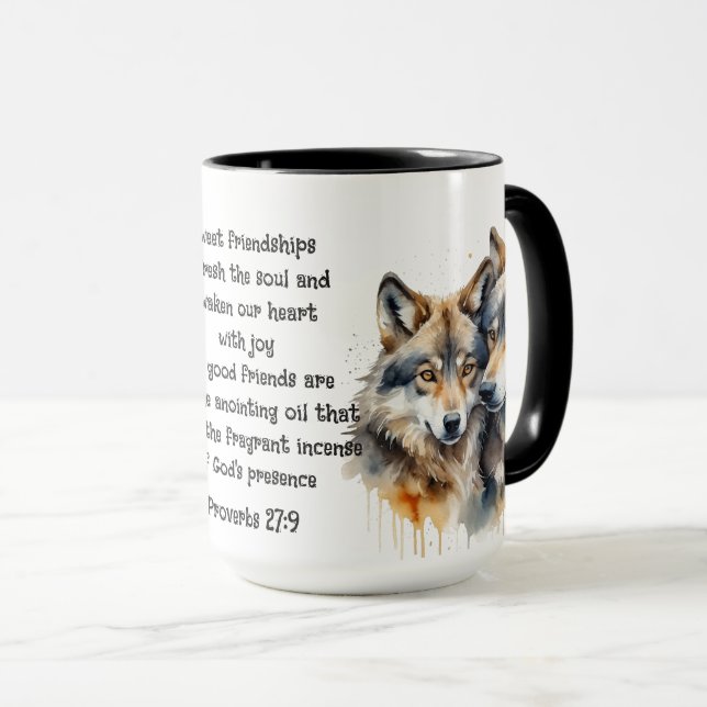 Niedlich Friend Wolves Sprichwort Freundschaftsang Tasse (VorderseiteRechts)