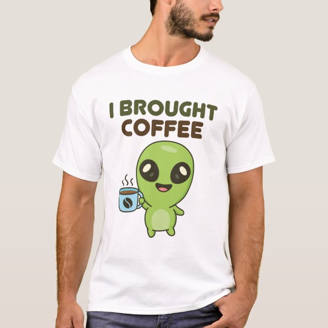 Niedlich Friendly Alien I Broched Coffee T-Shirt (Vorderseite)
